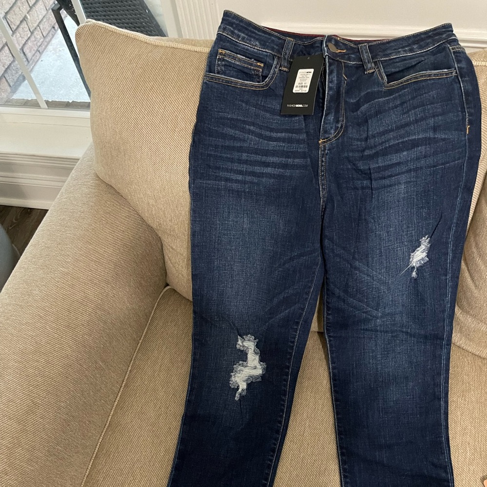 Fashion nova distressed cuffed jeans size 11 NWT